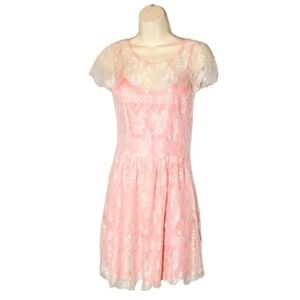 Ark & Co Dress Lace Overlay Coral Size S